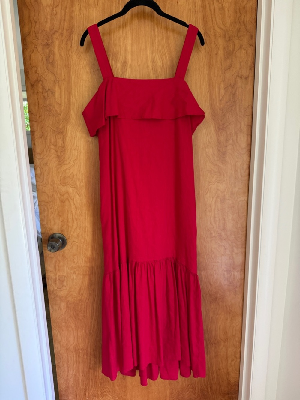 Magaschoni Red Ruffle-Trim Maxi Dress